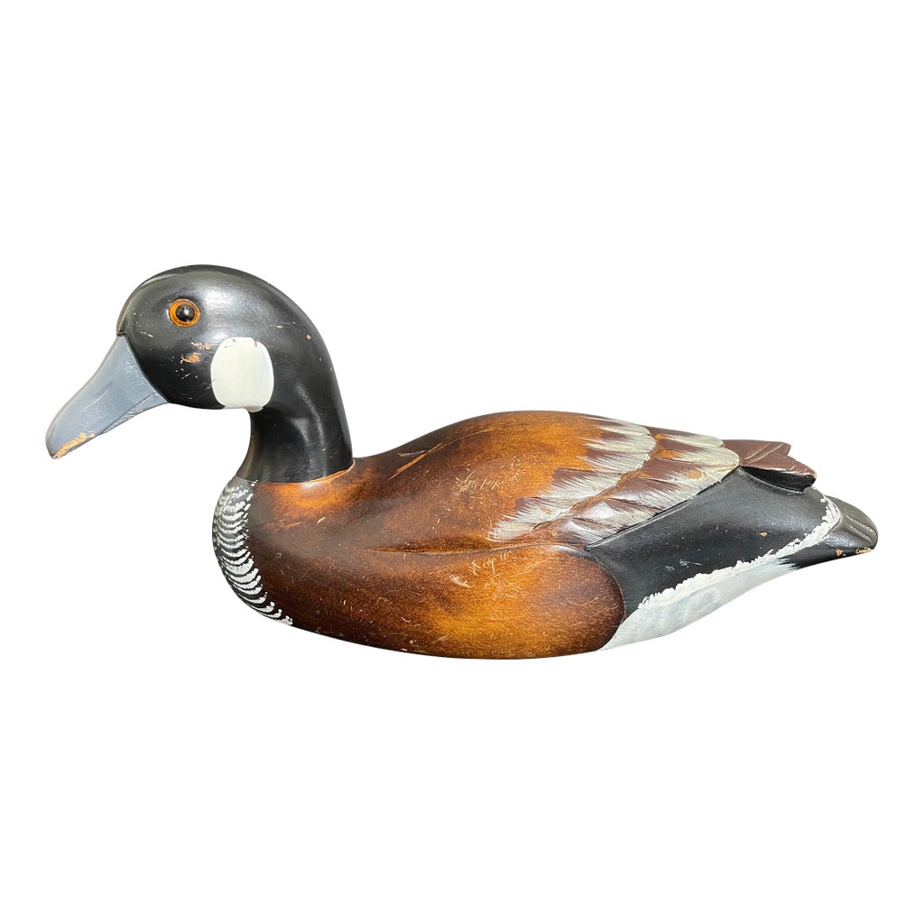 Vintage Hand Carved Canada Goose Wood Decoy | Chairish
