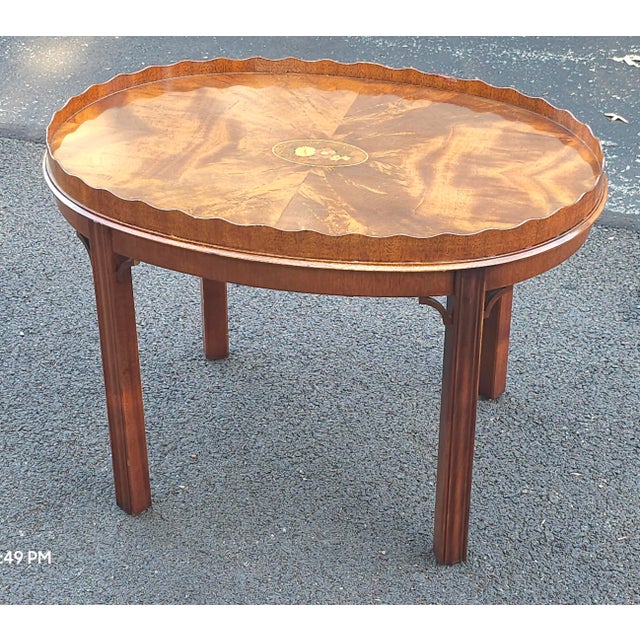 Late 20th Century Councill Craftsmen Georgian Mahogany Tray Table With Scalloped Gallery For Sale - Image 5 of 11