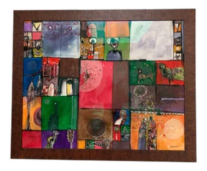 Late 20th Century Sudanese African Abushariaa Ahmed Original Abstract Painting