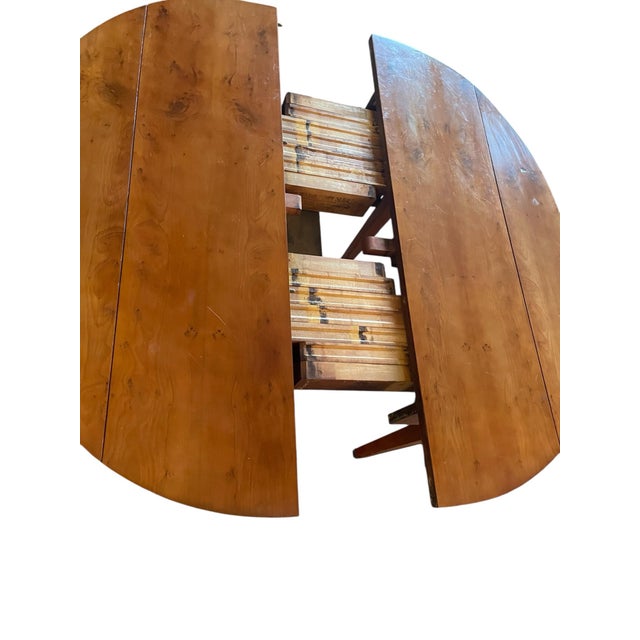 Burnt Umber Vintage John Widdicomb Mid-Century Petite Expandable Drop Leaf Dining Table With Watertown Slide, Four Leaves With Original Storage Box. For Sale - Image 8 of 12