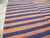 Galerie Shabab Mid-20th Century Abstract Turkish Handmade Striped Flat-Weave in Persimmon Coral, Blue For Sale In New York - Image 6 of 10