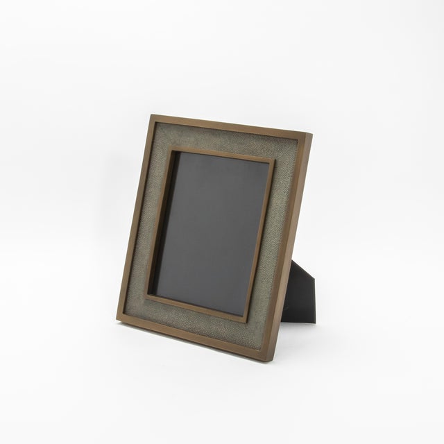 Modern Picture Frame 8x10” in Grey Shagreen With Brass Details by Kifu Paris For Sale - Image 3 of 8