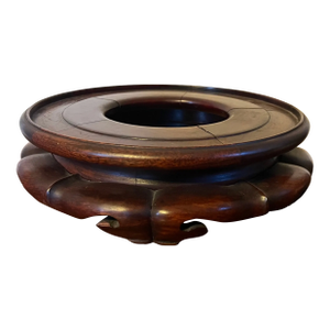 Large Chinese Export Carved Wood Display Stand or Base for a Porcelain Fish Bowl or Punch Bowl