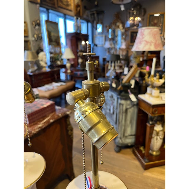 Pair of Midcentury Porcelain Lamps Greek Key Detail For Sale - Image 4 of 6