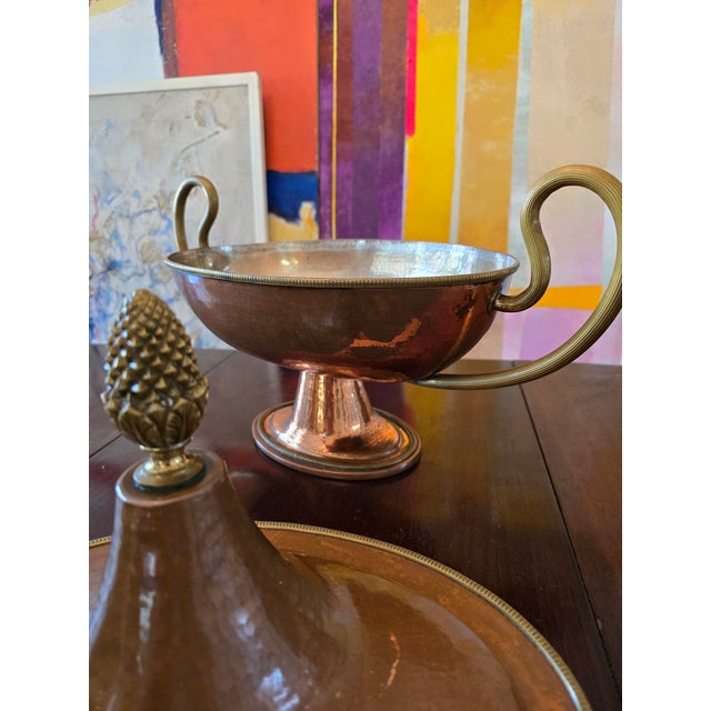 Antique Neoclassical Italian Copper Centerpiece Urn For Sale - Image 4 of 12