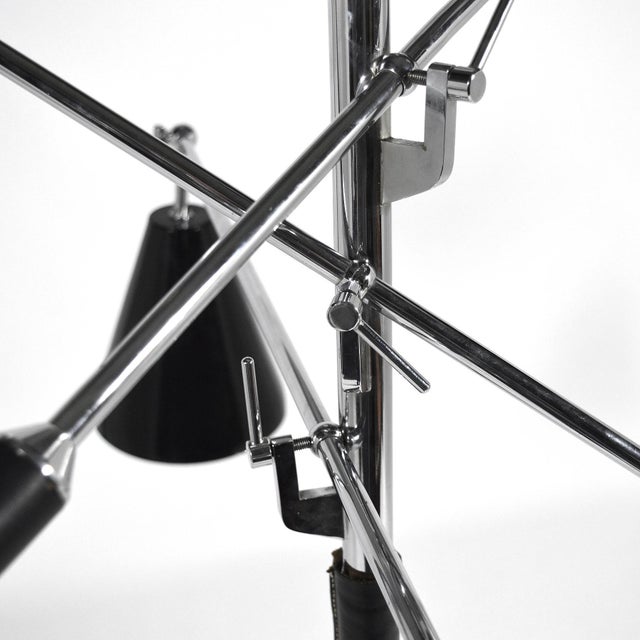 Metal Italian Triennale Three-Arm Floor Lamp with X Base For Sale - Image 7 of 10