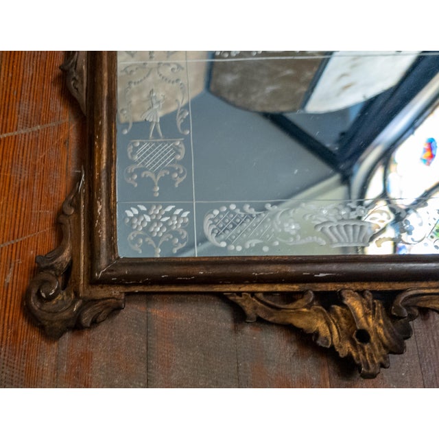 19th Century Continental European French or Italian Rococo Mirror With Etched Glass For Sale - Image 10 of 17