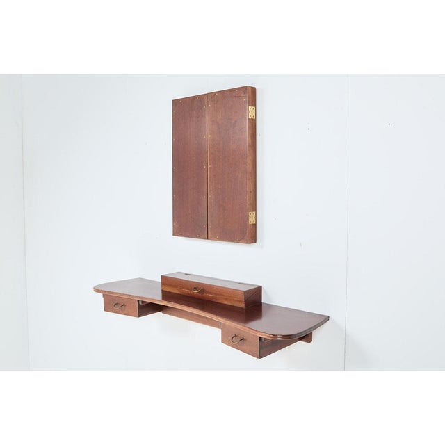 Mid-Century Modern Danish Wall Console with Mirror by Frode Holm for Illums Bolighus, 1950s For Sale - Image 6 of 8