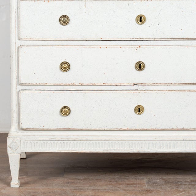 Early 19th Century Danish Gray Painted Pine Gustavian Chest of Five Drawers For Sale - Image 13 of 16