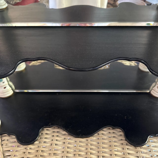 Meissen Porcelain Stunning Rare Antique Ebony Wall Shelf With Meissen Porcelain Pillars For Sale - Image 4 of 10