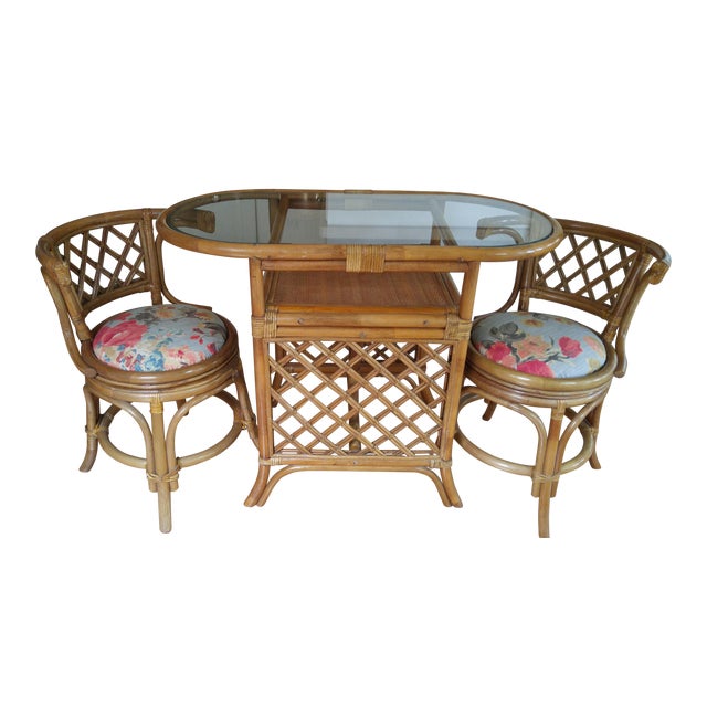 Vintage Bamboo Game Table & Chairs Set Chairish