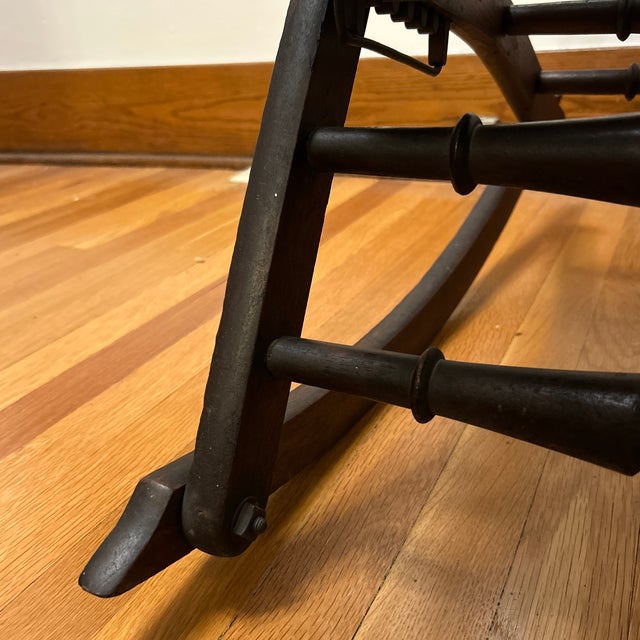 Late 19th Century Late 19th Century Victorian Slat Wood Rocking Chair For Sale - Image 5 of 12