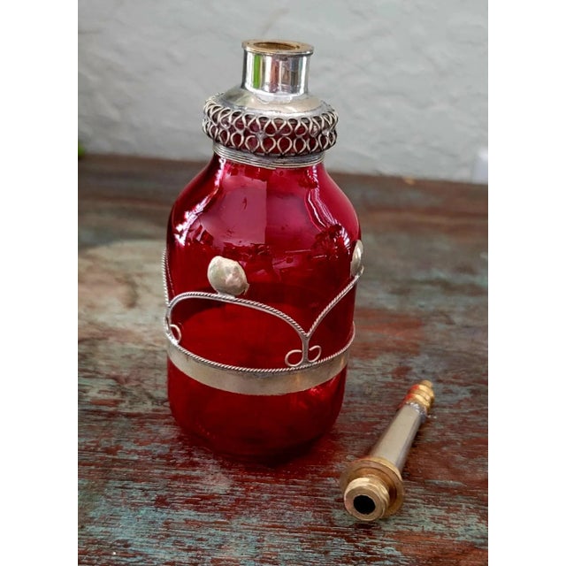 2000 - 2009 Recycled Vintage Moroccan Perfume Bottle / Red For Sale - Image 5 of 9