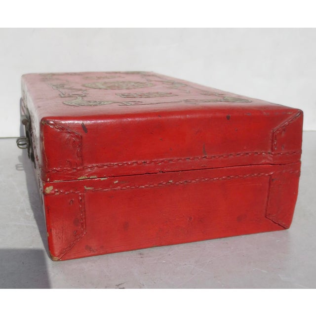 Chinese Antique Chinese Leather Letter Box For Sale - Image 3 of 10