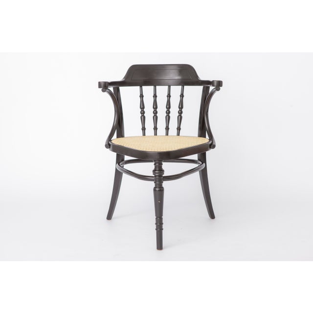 Mid-Century Style Black Beech Bentwood Armchairs with Vienna Cane Seats, 1990s, Set of 2 For Sale - Image 3 of 13