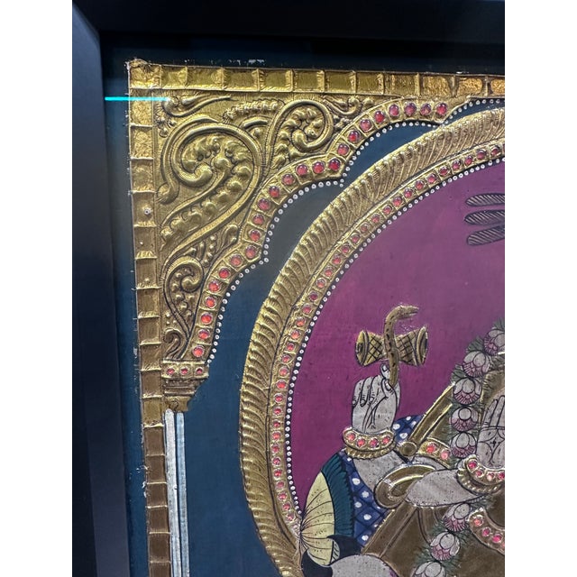 1950s Tanjore Painting Shiva Parvati For Sale - Image 12 of 14