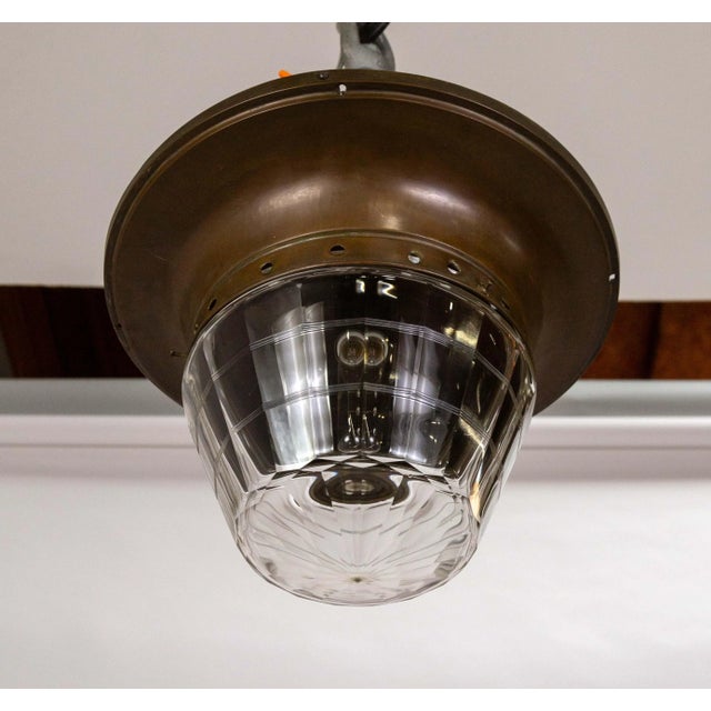 Art Deco 1920s Faceted Flush Mount Light With Cut Glass Banding For Sale - Image 3 of 10