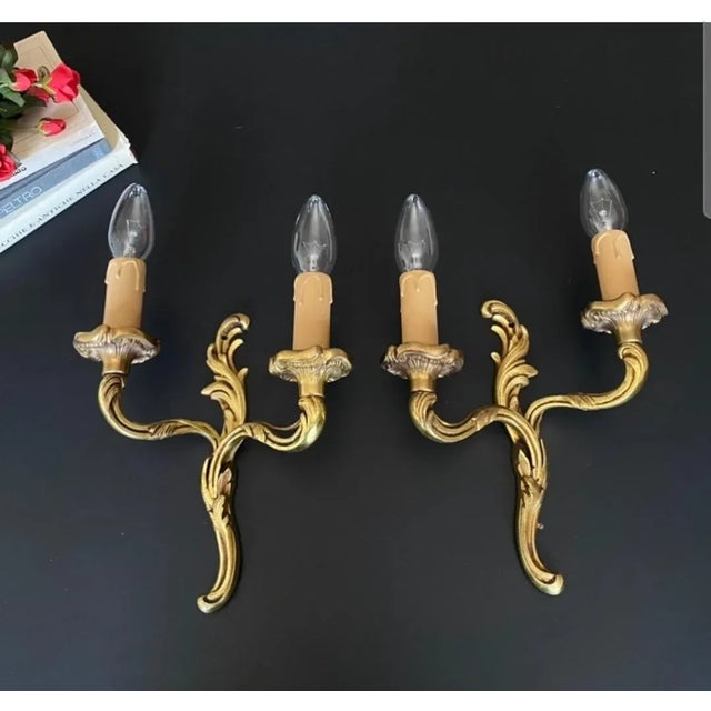 French Bronze Wall Lamps, 1960s, Set of 2 For Sale - Image 11 of 11