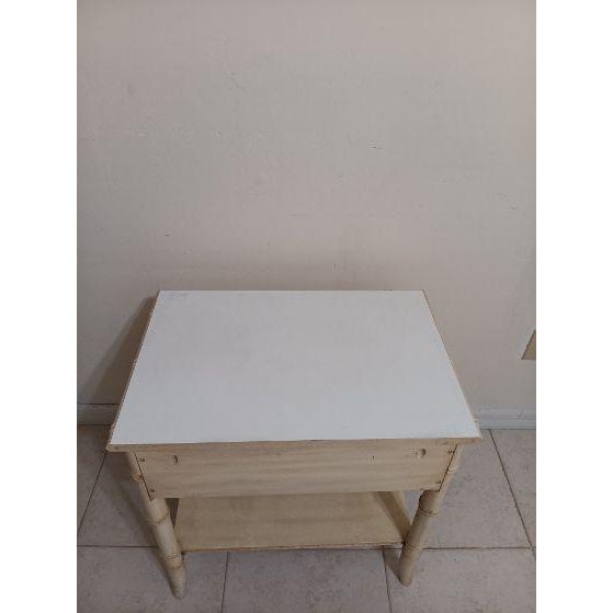 Ornamental & Decorative Materials 1970s Hollywood Regency Style Allegro One Drawer Cream Wood Nightstand Faux Bamboo For Sale - Image 7 of 8