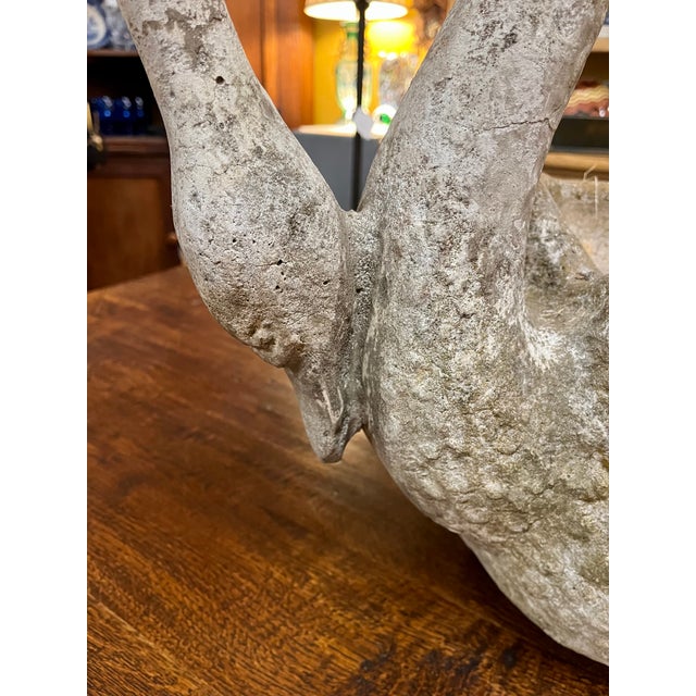 Sculpture Materials Early 1900s Antique French Concrete Swan Planter For Sale - Image 7 of 13