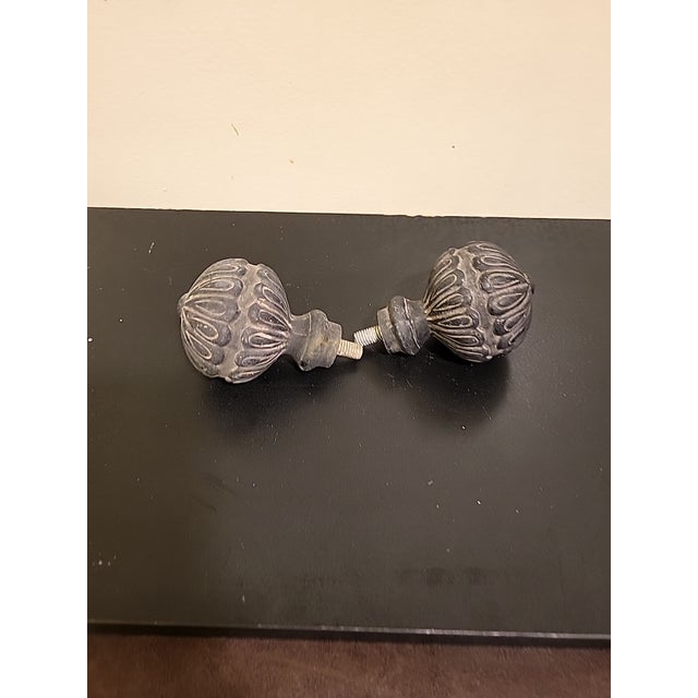 Rustic European Antique Urn Cast Bronze Architectural Garden Finials, A Pair For Sale - Image 3 of 8