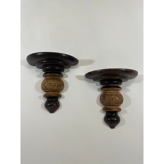 Vintage Carved Wood Wall Shelf Brackets Sconces Corbels, a Pair For Sale - Image 16 of 16