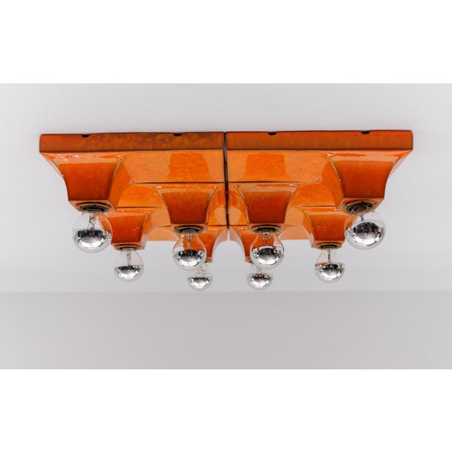 Metal Mid-Century Modern Orange Ceramic Wall Lights from Waldi, 1960s, Set of 8 For Sale - Image 7 of 18