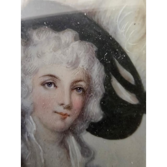 Blue Antique Miniature Painting Set of Three Courtesans - Set of 3 For Sale - Image 8 of 12