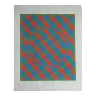 Geometric Silkscreen Midcentury Modern Op Art Poster After Vasarely For Sale