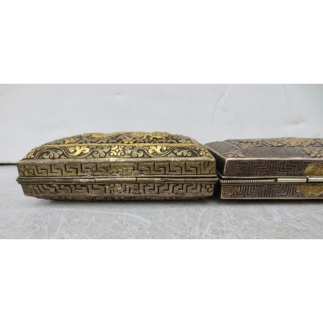 Tibetan Silver and Gilt Scent Boxes - A Pair of 2 For Sale - Image 4 of 9