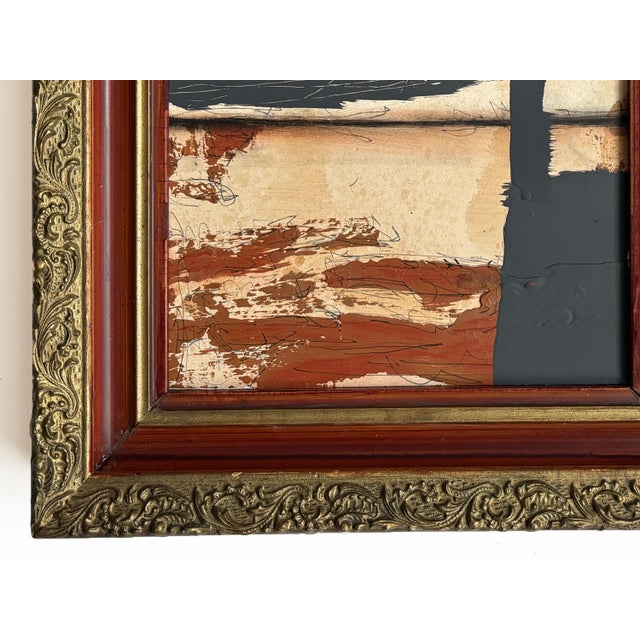 Black “Rodeo” Black Abstract Art in Antique Frame, Transitional Living Room Art by JTS For Sale - Image 8 of 11