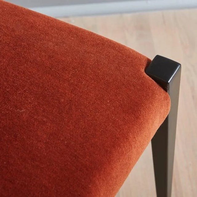 Set of 4 Wood Frame Dining Chairs in Rust Velvet, Italy 1960s For Sale - Image 12 of 12