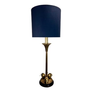 Vintage Chinoiserie "Golden Peaches" Brass Table Lamp For Sale