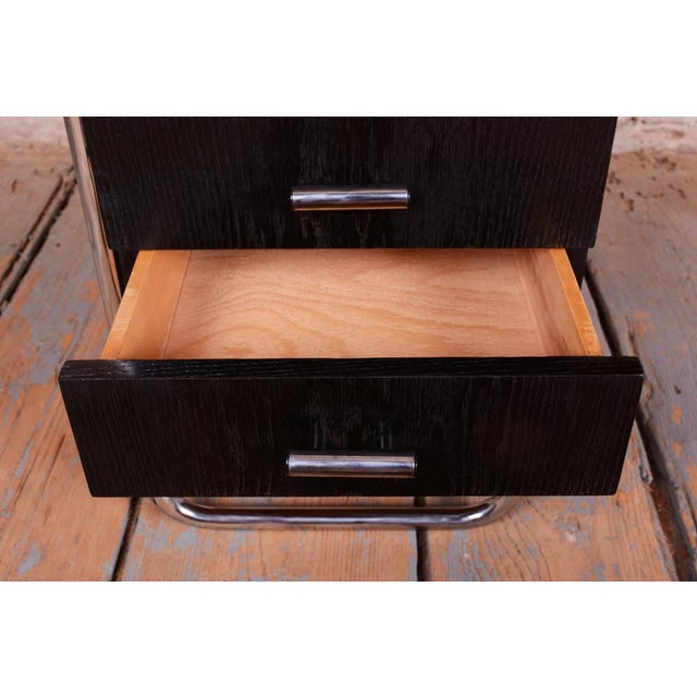 1930s Bauhaus Writing Desk in Oak and Chrome from Robert Slezák, Czech, 1930s For Sale - Image 5 of 16