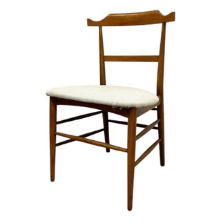 Vintage Mid-Century Modern Dining Chair in the Style of Milo Baughman - Upholstered Seat & Sculpted Wood Back For Sale
