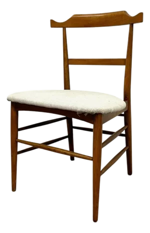 Vintage Mid-Century Modern Dining Chair in the Style of Milo Baughman - Upholstered Seat & Sculpted Wood Back