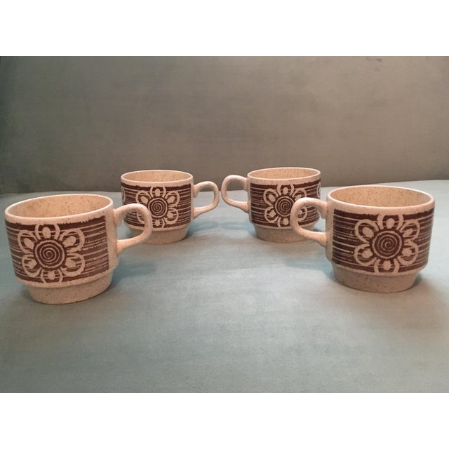 Mid-Century Modern Mid 20th Century English Brown Floral Coffee Set- 7 Pieces For Sale - Image 3 of 13