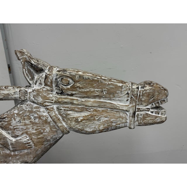 Balinese Hand-Carved Solid Wood Horse + Rider Sculpture Vintage For Sale - Image 4 of 12