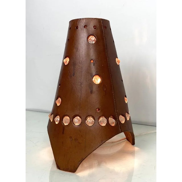 Mid-Century French Thick Leather Table Lamp For Sale - Image 10 of 13