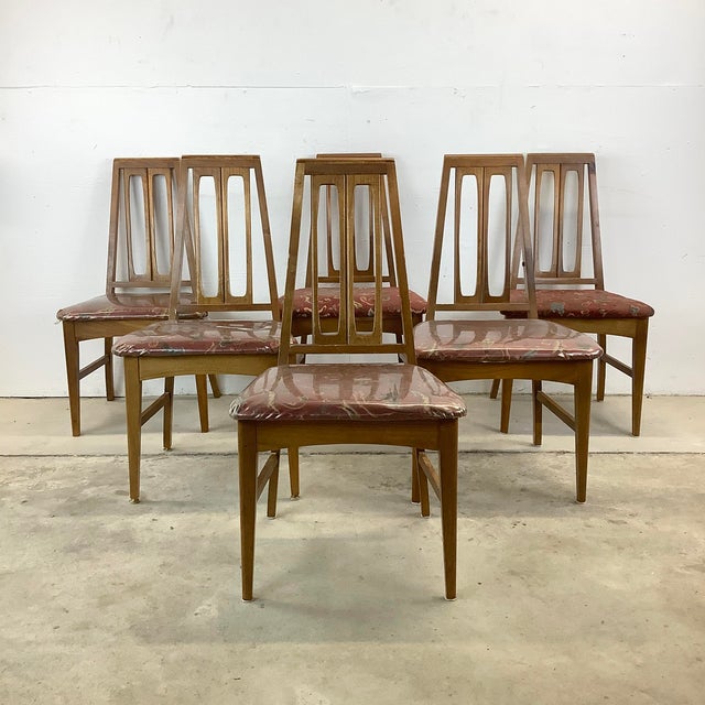 Mid-Century Modern 1960s Young Manufacturing Attributed Walnut Dining Chairs - Set of 6 For Sale - Image 3 of 18