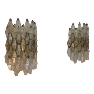Large Poliedri Wall Lamps by Carlo Scarpa for Venini, 1958, Set of 2 For Sale