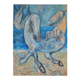 Horse Abstract Oil on Canvas Painting, Titled "On the Beach" and Signed For Sale