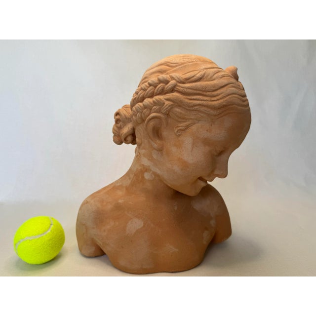 Vintage French Neoclassical Terra Cotta Female Bust, "La Rieuse" Styled afterJean Baptist Pigalle For Sale In Houston - Image 6 of 10