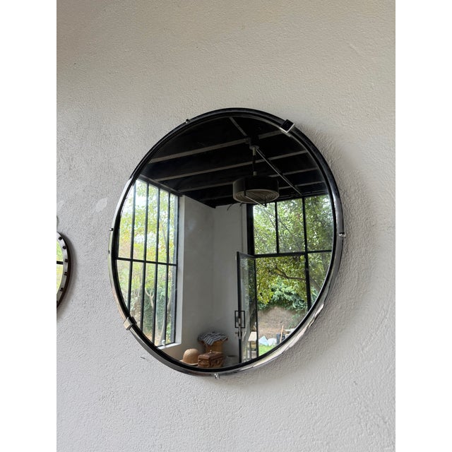 Silver Vintage Round Metal Mirror, 1970s For Sale - Image 8 of 18