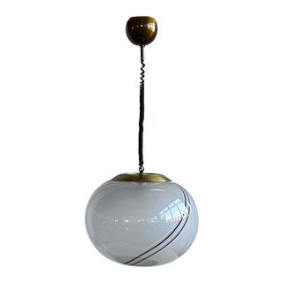 Mid-Century Ellipsoid Murano Glass Swirl Pendant, 1970s For Sale