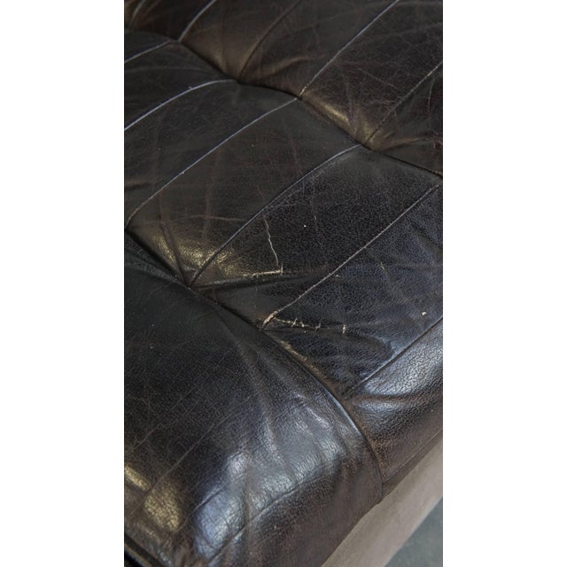 Grey Leather Modular Sofa and Ottoman, 1970s, Set of 3 For Sale - Image 10 of 18