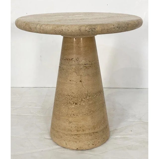 Beige Modernist Conical Table of Travertine Stone From Italy (Four Available) For Sale - Image 8 of 13