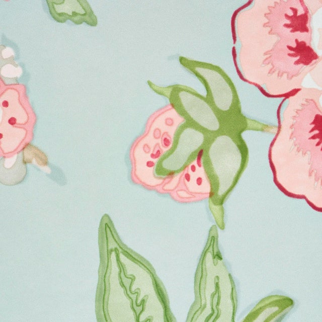 Schumacher Schumacher x Mary McDonald Bermuda Blossoms Wallpaper in Aqua (8 Yards) For Sale - Image 4 of 6