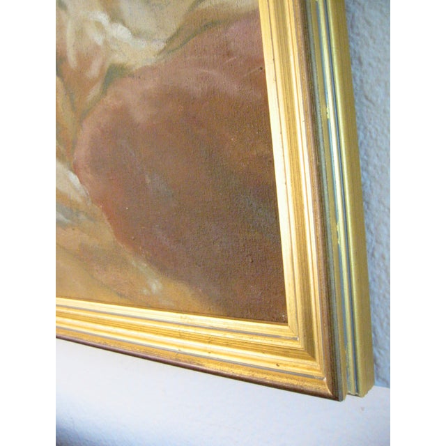 1980s Chinese Child Prayer Inspired Framed Portrait Oil on Canvas For Sale - Image 12 of 18