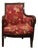 Bergère Chair in Red Upholstery & Walnut For Sale